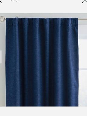 Pottery Barn Emery Linen Blend Blackout Curtain Panel 50x108 Midnight Blue